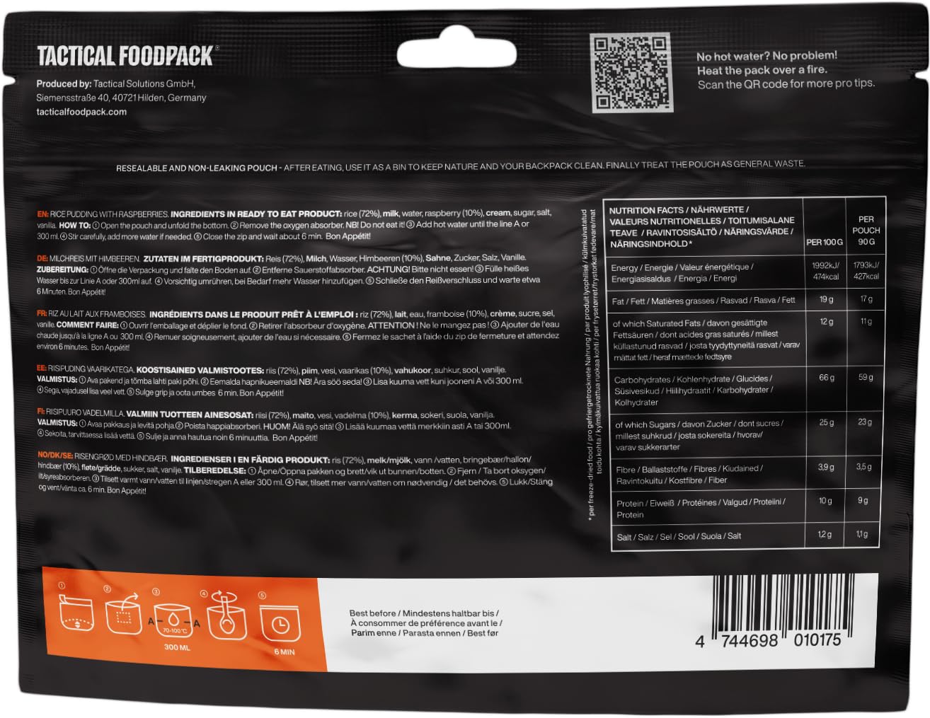 Tactical Fooodpack - Ranger | 6 x gefriergetrocknete Premium Mahlzeiten - Instant Outdoor Nahrung für Camping, Trekking und Büro | Natürliche Zutaten, Lange Haltbarkeit. NEUE REZEPTUR