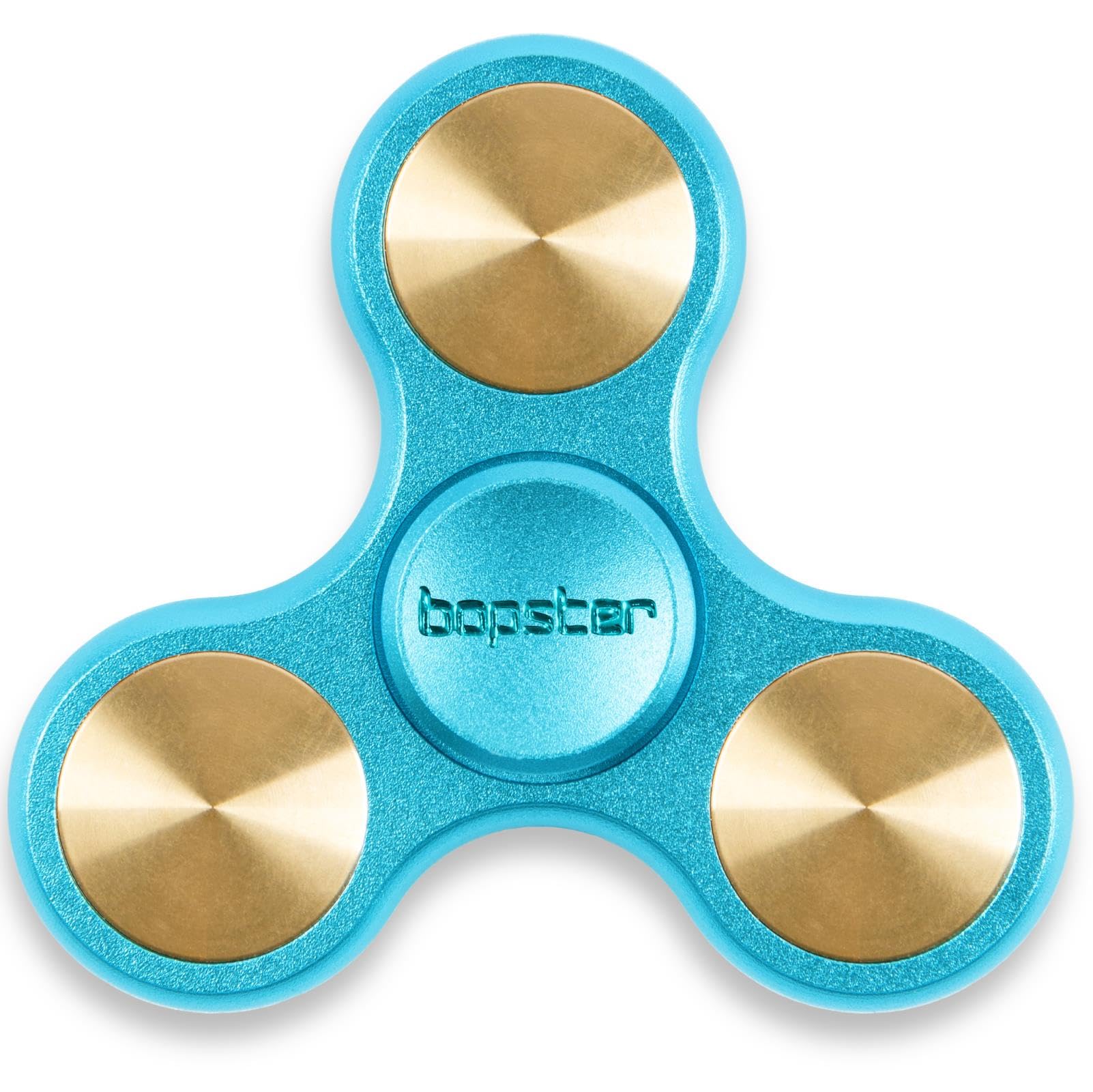 Bopster Metalowy Spinner | Poręczny Tri-Fidget-Spinner dla dzieci i dorosłych | 4+ minuty czasu obrotu, 73 g | Gładka zabawka biurkowa do radzenia sobie ze stresem i koncentracji | Niebieski