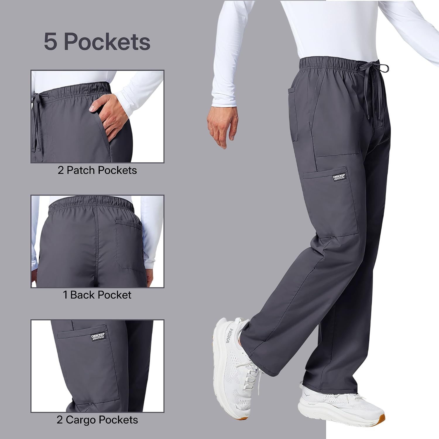 Cherokee WW Professionals Scrubs for Men Tapered Leg Cargo Scrub Pants | 5 Pockets, Comfortable Fabric, 2-Way Stretch, Zip Fly, Drawstring, Easy Care, Active Shifts, Made for Nursing Professionals