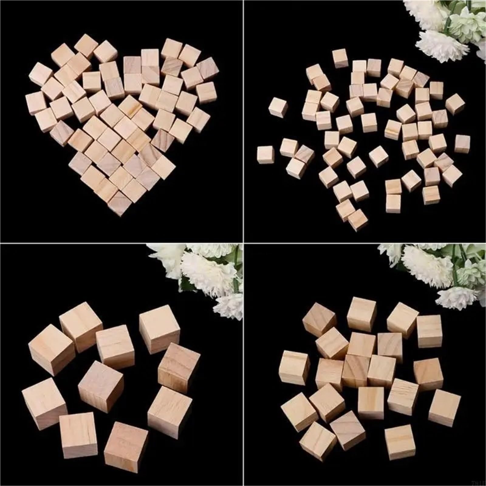 500 piezas de bloques cuadrados madera 10 mm, mini cubos decorativos for manualidades carpintería
