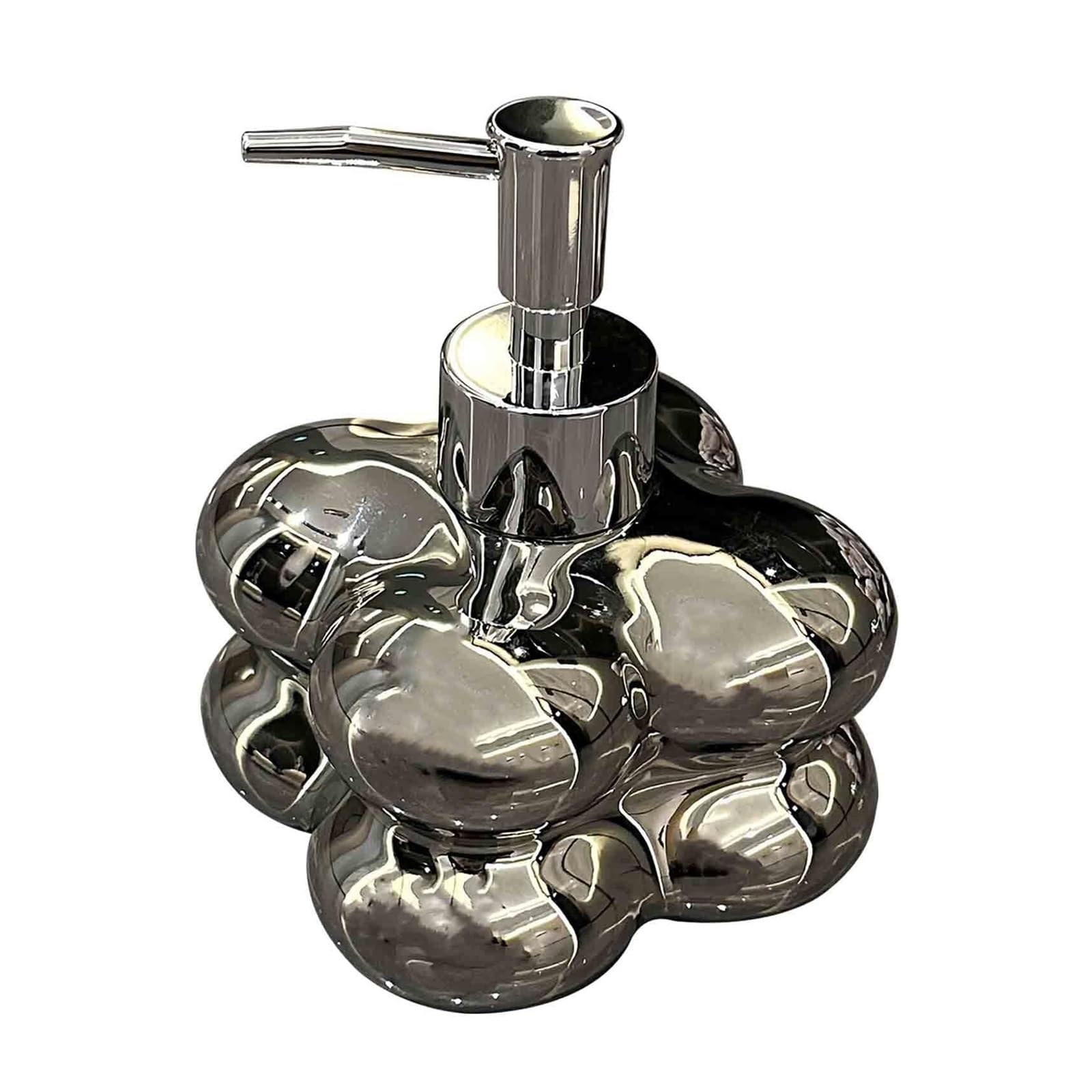 Friendshiphome Silver Dish Refillable Lotion Dispenser For Bathroom Soap With Pump Ceramic Shampoo Bathroom Stuff(Silver)