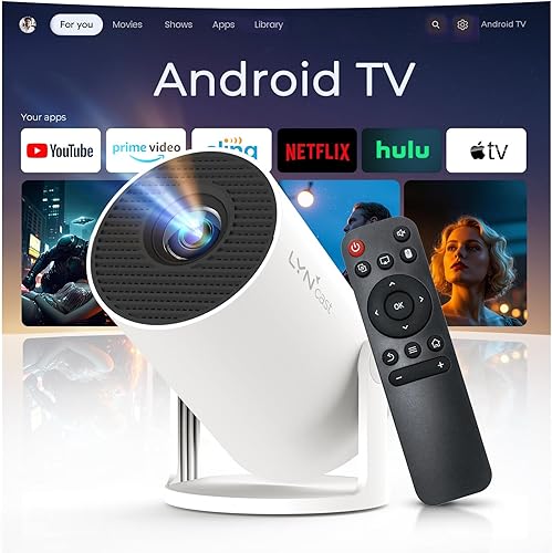 Miniatura 1 de Mini proyector con WiFi y Bluetooth integrado Android 11, soporte 1080P 4K proyector portátil LYNCAST 180 giratorio actualización HY300pro+