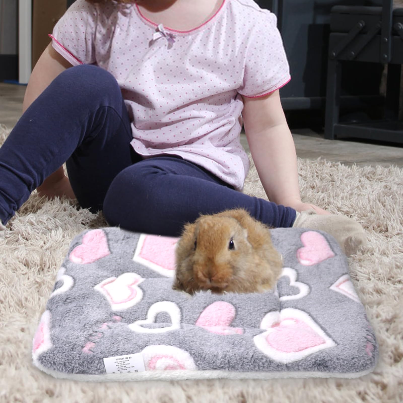 Oerphh 2pcs Small Animal Plush Bed, Washable Warm Fluffy Puppy Blanket Mattres - Image 2