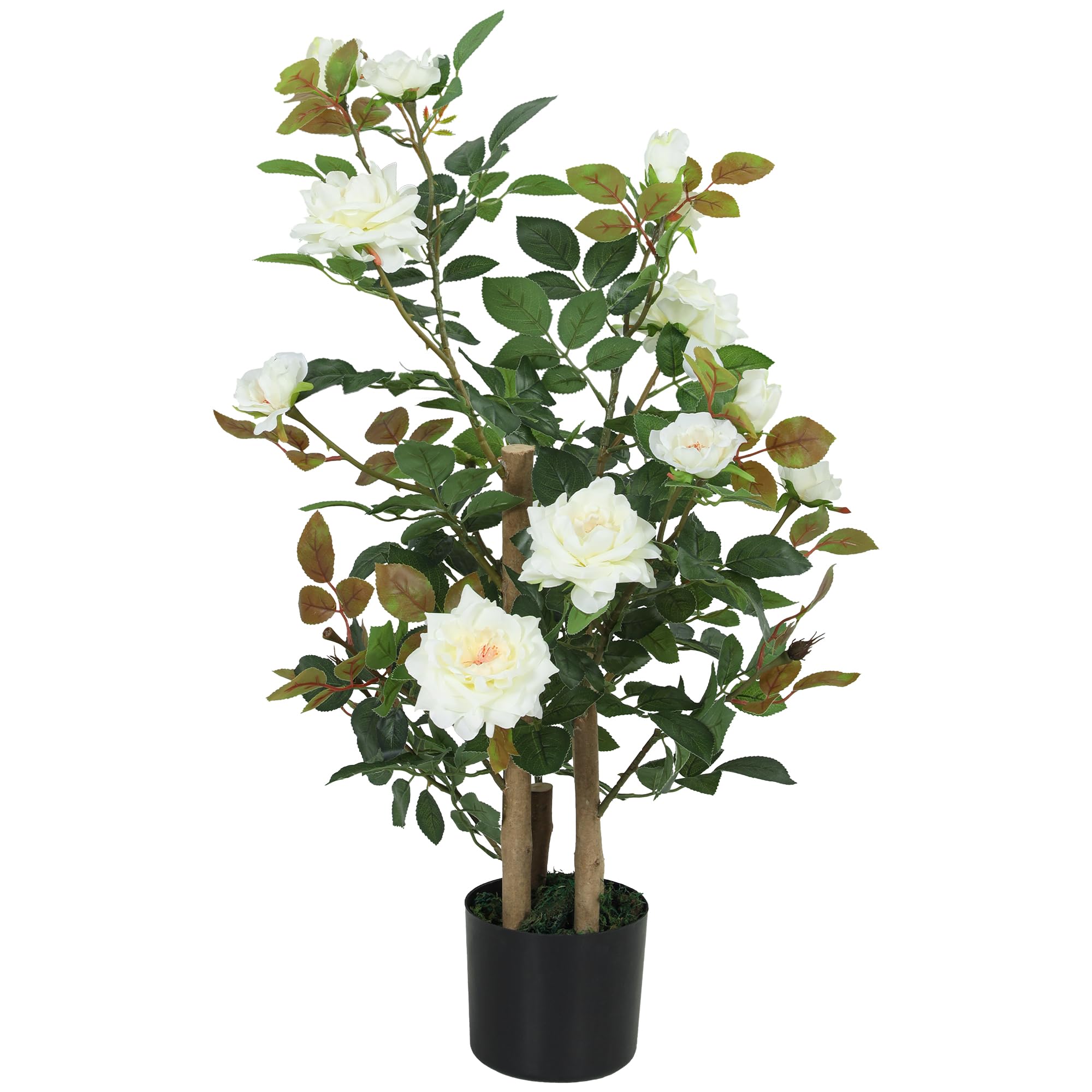 Homcom White Artificial Rose Tree With 344 Silk Leaves & 17 Flowers - Set Of 1