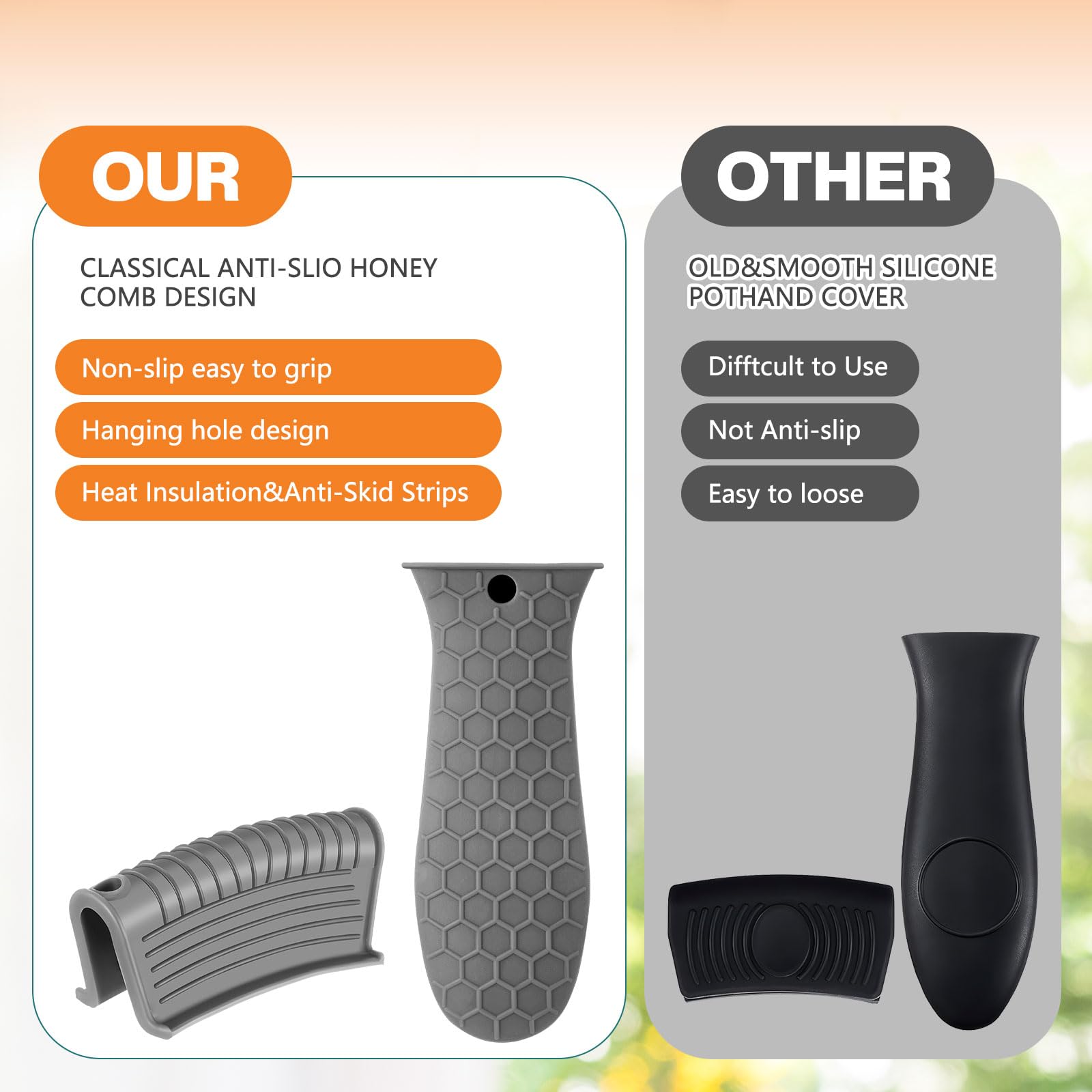 Aazon.co: Patelai 4 Pieces Pan Handle Covers Heat Resistant, Hot Handle Holders Non Slip Pan - View #13