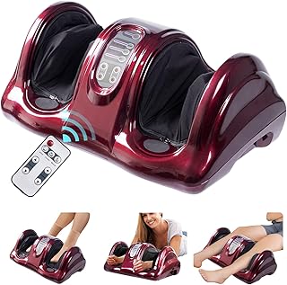 WELLHUT Shiatsu Foot Massager Machine with Remote Control 3-In-1 Foot Massager Calf Massager, Deep Kneading Home Electric Foot Leg Massager for Blood Circulation and Pain Relief, Burgundy