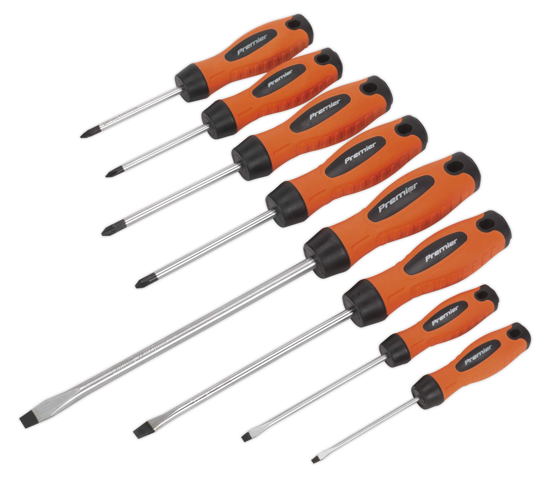 Sealey Hv003 Screwdriver Set 8Pc Hi-Vis Orange