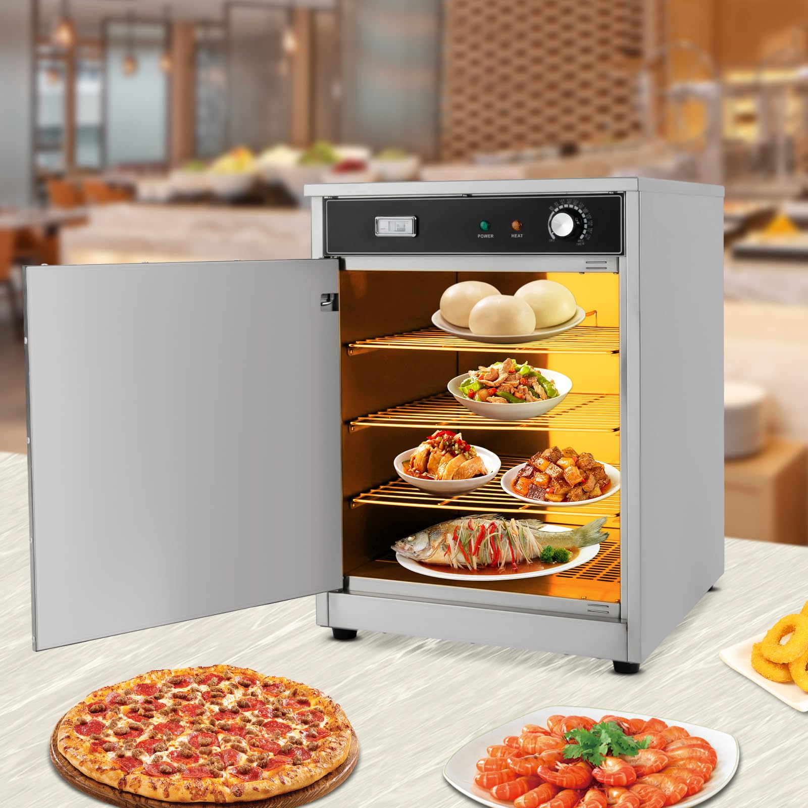 LyeXD 5-Layer Electric Commercial Food Warmer Hot Box, 600W Concession Hot Food Holding Cabinet Countertop Pizza/Pretzel Warmer, Temperature Adjustable Warming Oven for Catering