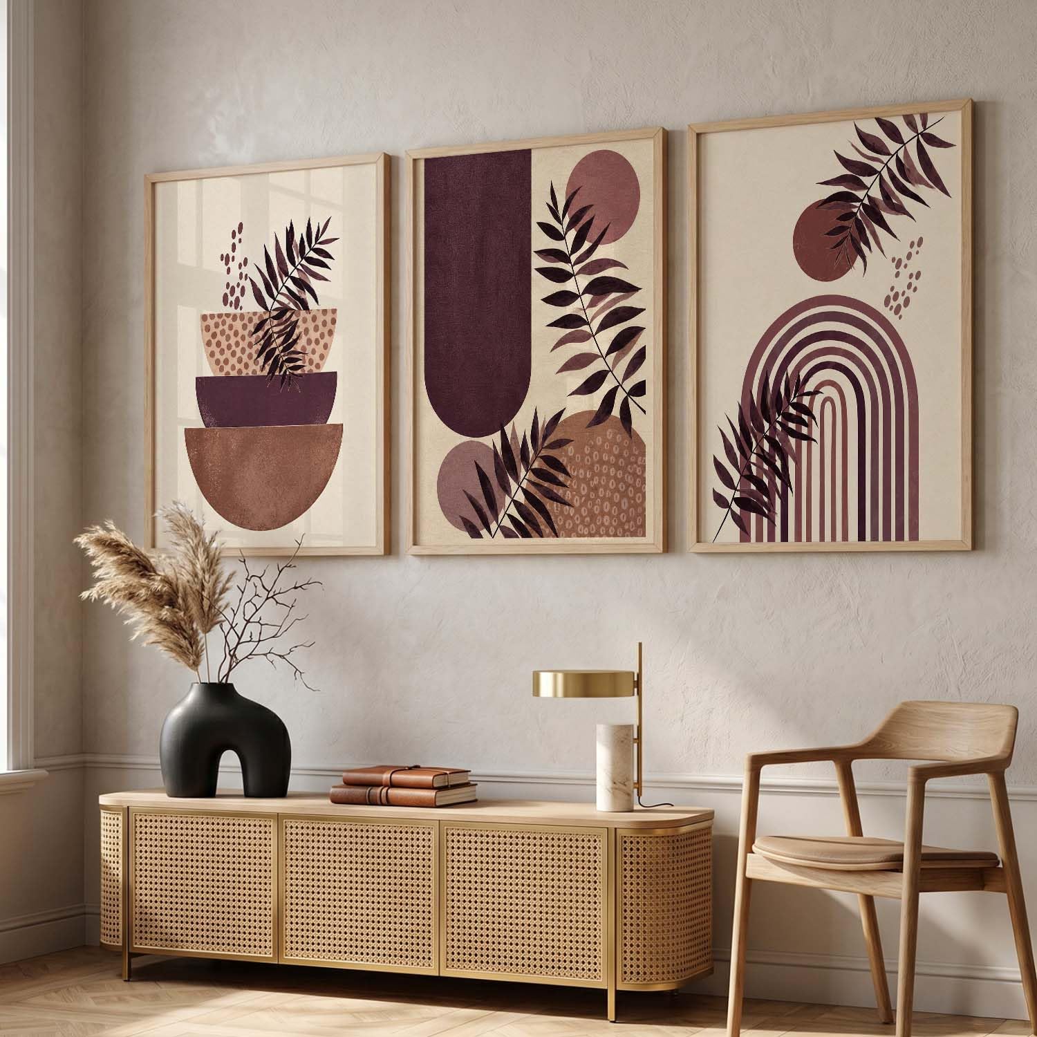 BOHO Wall Art Set - 3 Framed Prints -4 BOHO Wall Art Set - 3 Framed Prints -4
