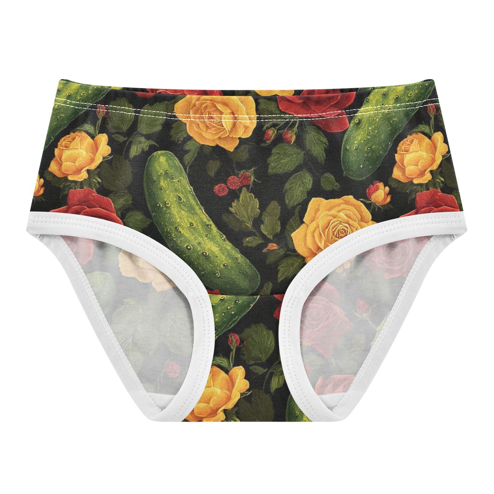 Wusikd Cucumbers Red Yellow Roses Girls Underwear Cotton Girls Briefs Soft Toddler Underwear 2T