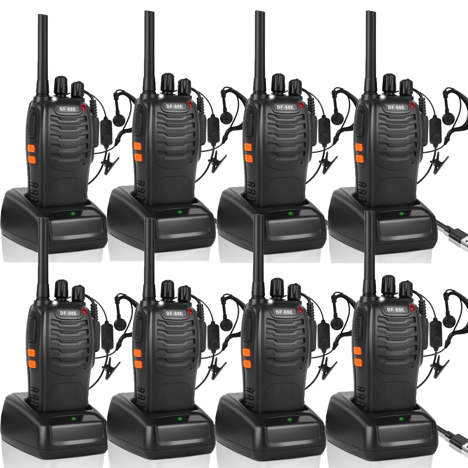 SINZUX 2Pcs Walkie Talkies Rechargeable, Walkie Talkies for Adults Professional Long Range 16CH Two Way Radio, Supports Hand Free VOX Function with LED Light Earpieces for Outdoor, Work and Family Use — view 9