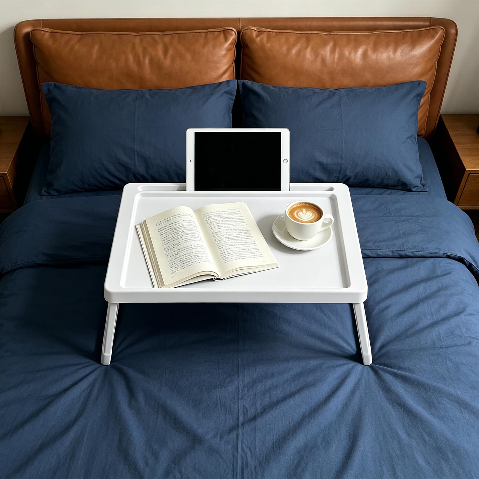 Plateau de lit Pliable 54x35.5cm Blanc pour lit canapé Bureau