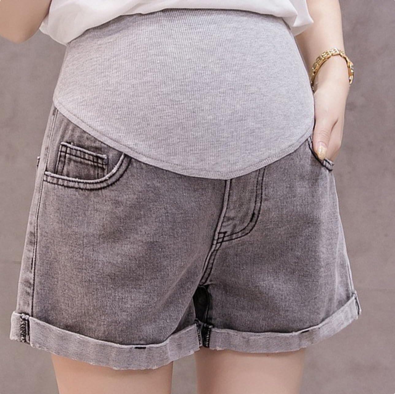 Pantaloncini Premaman Donna Denim Jeans Shorts Estivi Premaman Leggings Sportivi Regolabile Donna Incinta Shorts Corti Aderente Pantaloni Gravidanza Over Bump
