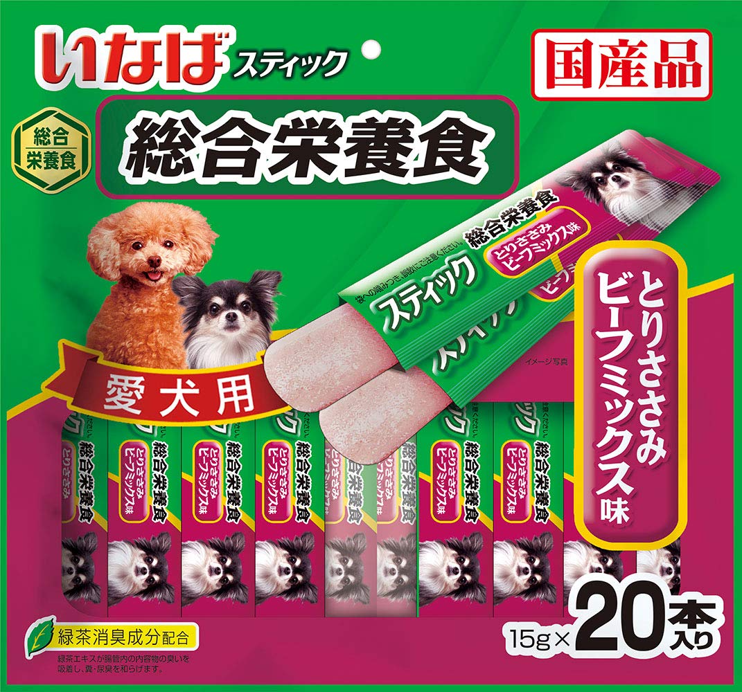 専用　いなば犬用スティック総合栄養食　とりささみビーフ入り15g×20本×10個 Amazon.co.jp: いなば 犬用おやつ スティック 総合栄養食 とりささみ