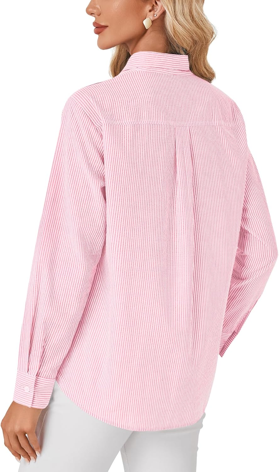 LYANER Women's Striped Button Down Shirts Vintage Bow Tie Collar Long Sleeve Elegant Blouse Tops - Image 5