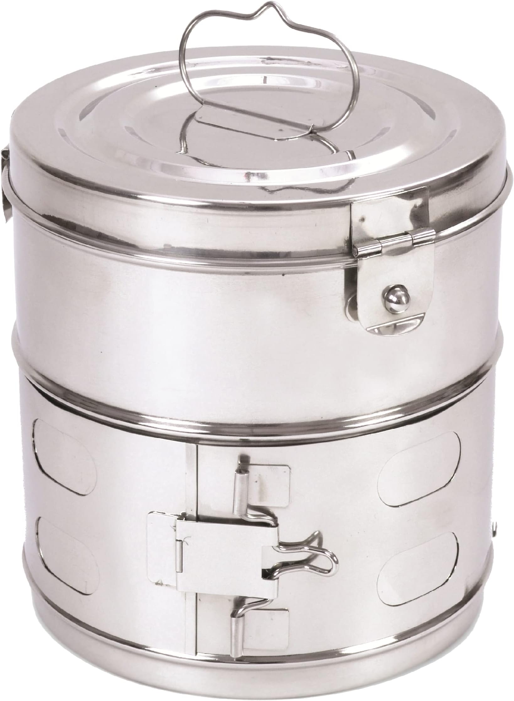 KS Dressing Drums - Stainless Steel, Super Deluxe with Clip-on Lid (6" x 6" - 6 inch Diameter x 6 inch Height)