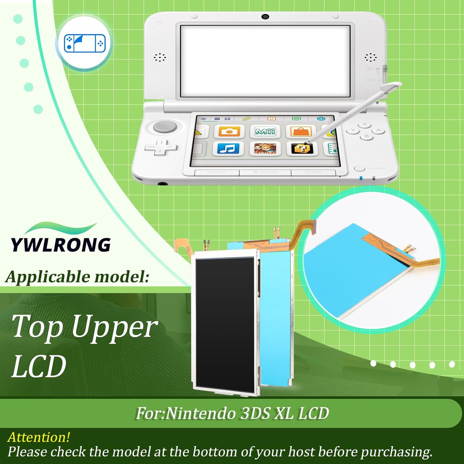 LCD for Nintendo 3DS XL Top Upper LCD Screen Display for Nintendo 3DS XL Screen Replacement Accessories Part with Repair Tools