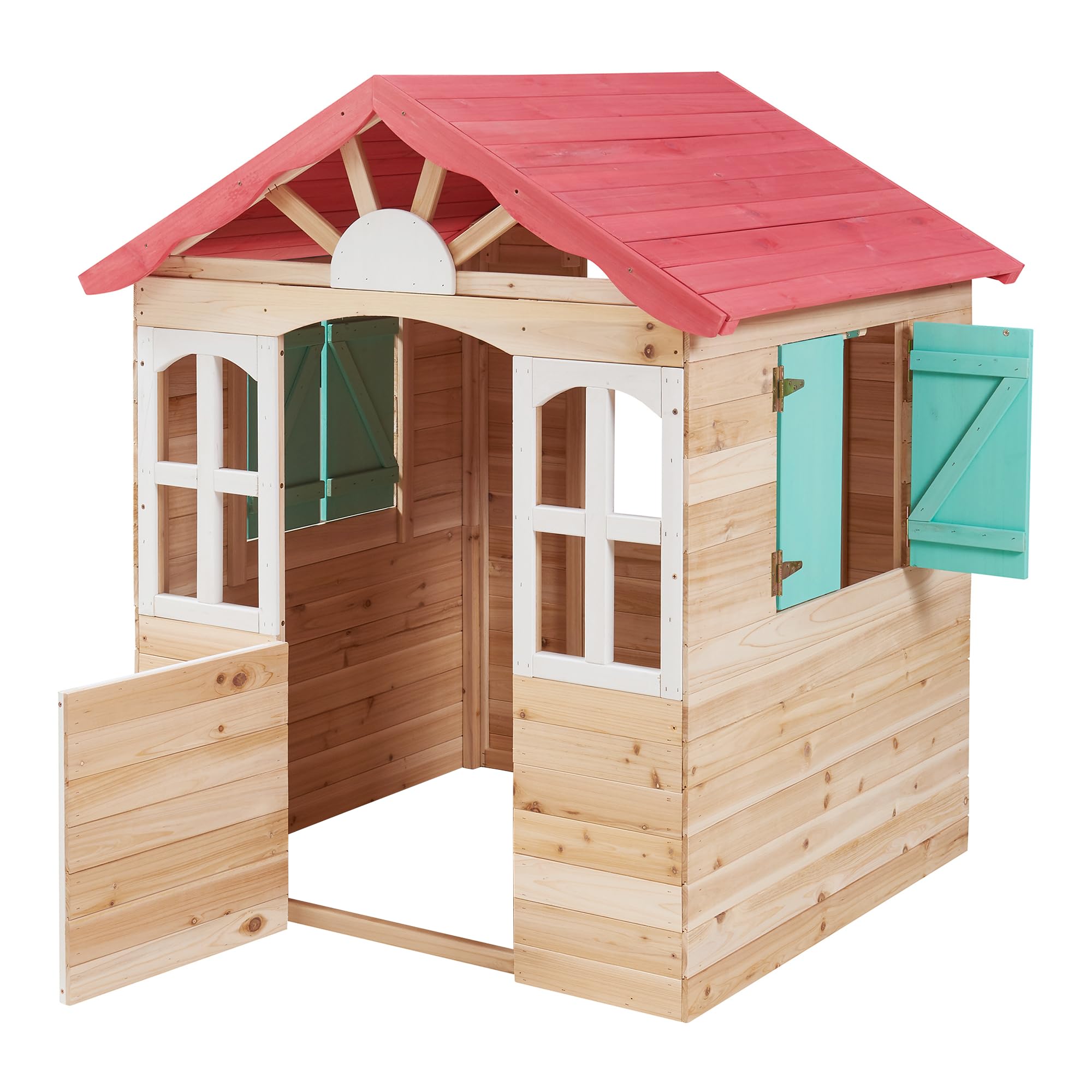Casa de Juegos Lulä con Contraventanas Casita de Madera para Exterior 131x115x101 cm