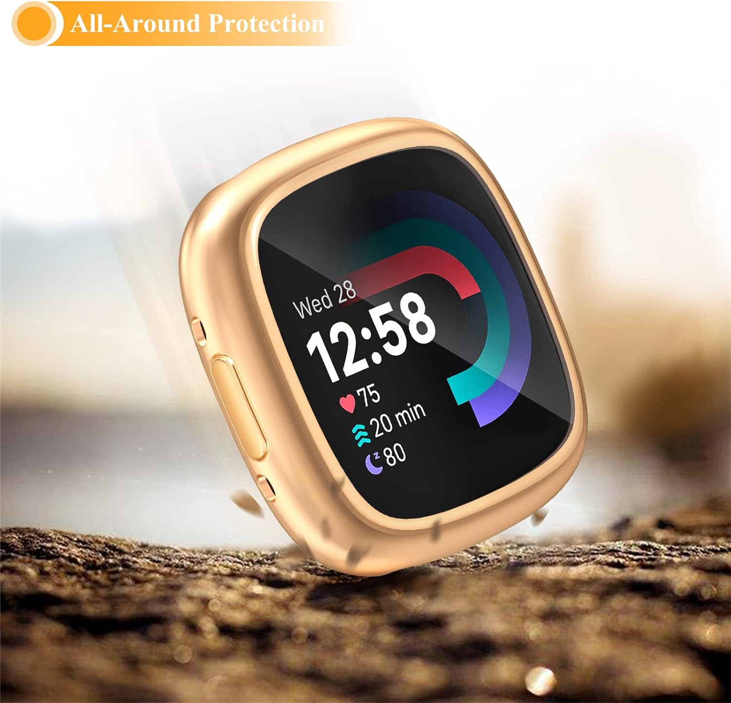 [6-Pack] RICHONE Compatible with Fitbit Versa 4 & Sense 2 Screen Protector Case, All-Around Protective Cover Soft TPU Bumper Frame Smartwatch Accessories (6 Colors, Versa 4)