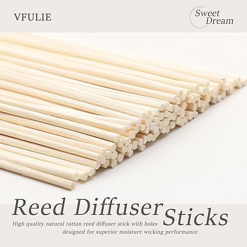 Miniatura 4 de VFULIE 100 varillas difusoras de junco, varillas de madera de ratán natural de 10 pulgadas, aceite esencial, difusor de aroma, repuesto