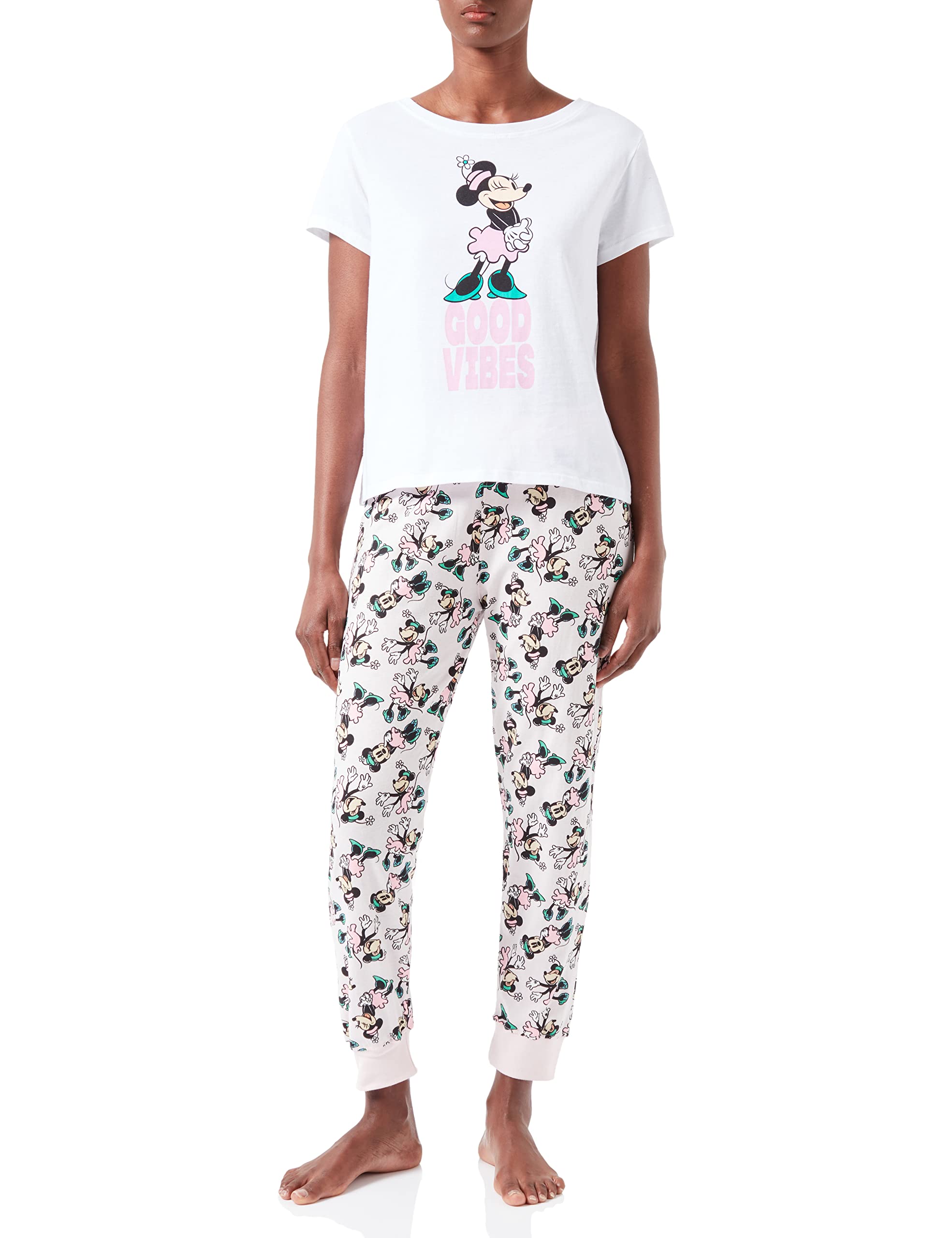 Disney Women's Good Vibes Minnie Pyjama Set, multi-coloured, S