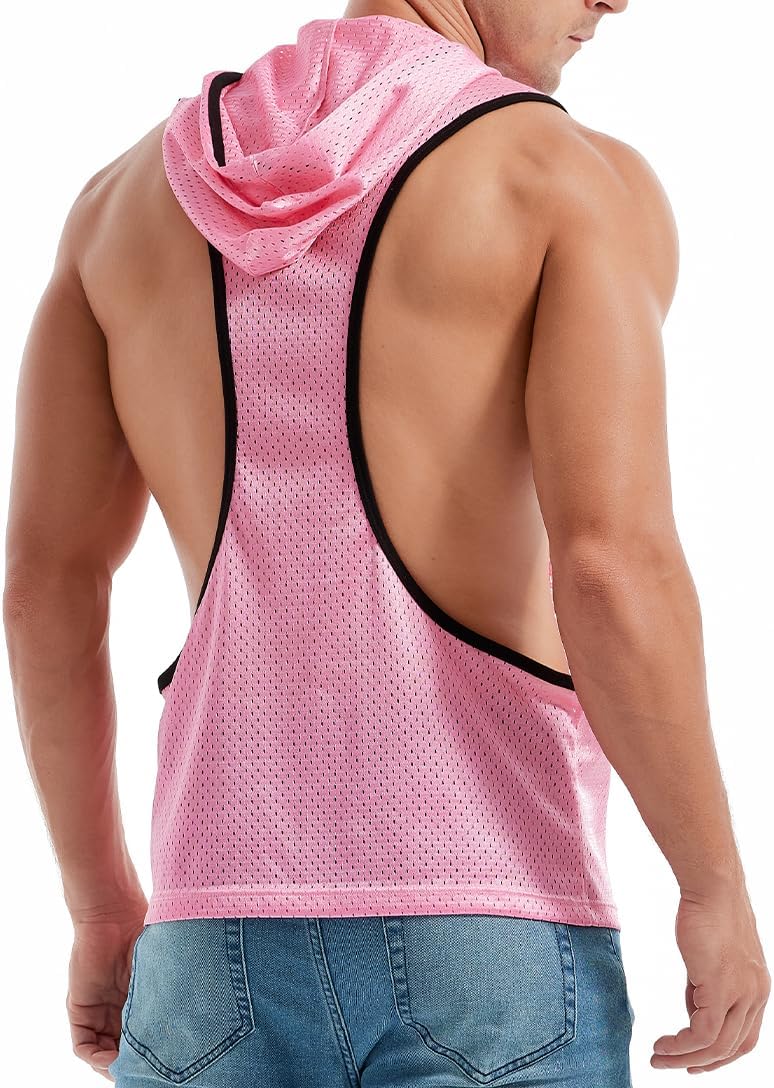 Men's Workout Hooded Tank Tops Bodybuilding Muscle Cut Off T Shirt Sleeveless Gym Hoodies - Image 3