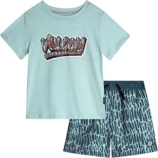 Volcom Baby Boys Swim Set 2-Piece Short Sleeve Tee Quick Dry Board Shorts | Infant & Toddler Little Boys Swim Sets Fast-Drying Fabric, Breathable Comfort Built to Stretch, Move and Explore All Day