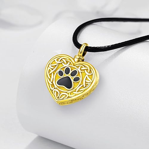 Miniatura 3 de Dreamboat Heart Urn Necklace for Dog Ashes Sterling Silver Pet Cremation Pendant Necklaces Celtic Knot Paw Print Ash Keepsake Jewelry for Women Men
