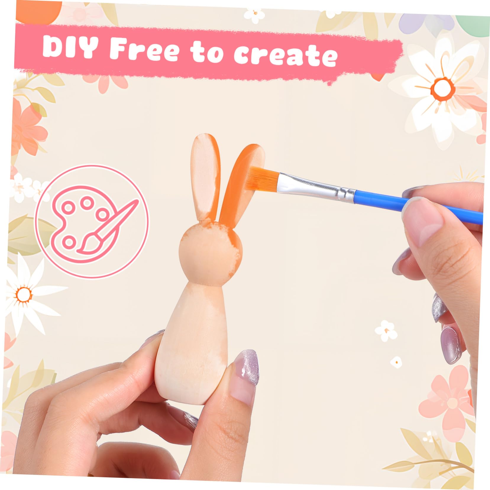 Figuras Decorativas Mini Conejos de Madera sin Terminar para Bricolaje, 5 Piezas Natural, Superficie Lisa, para Manualidades Infantiles, Decoración de Habitaciones y Mesa, Uso Artesanal
