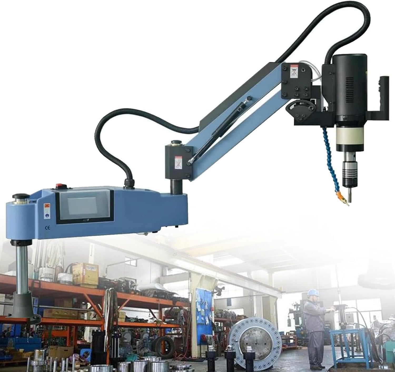 M3-M16-Universal-Electric-Tapping-Machine-375RPM-Electric-Tapping-Arm-1000mm-Flexible-Tapping-Arm-Included-8pcs-Standard-Collets,-for-Tapping-Steel,-Iron,-Copper