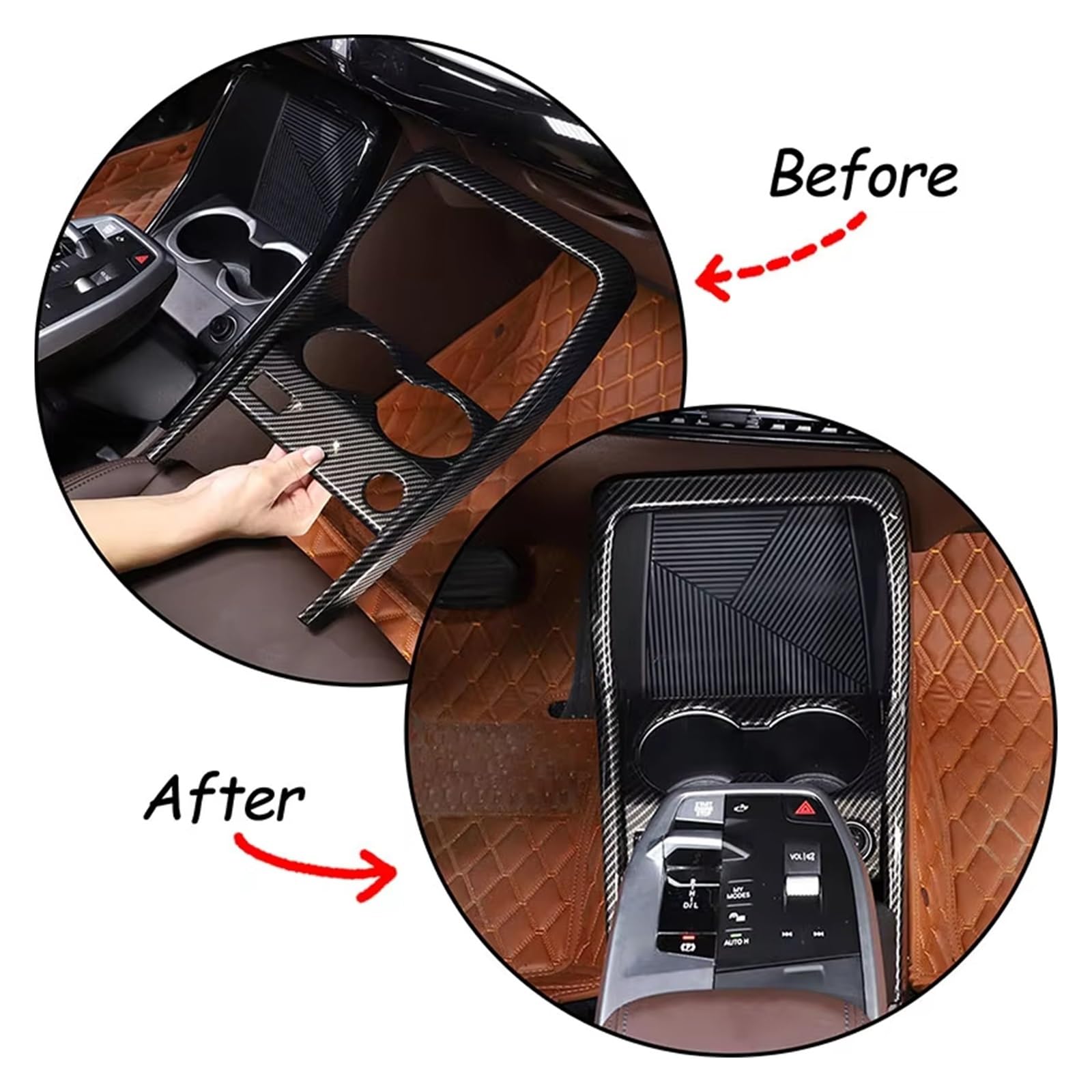 Wnętrze samochodu do BMW X1 U11 2023-2025 ABS konsola zmiany biegów przedni uchwyt na kubek na wodę panel rama wykończenia akcesoria samochodowe wykończenia naklejki akcesoria (włókno węglowe A)