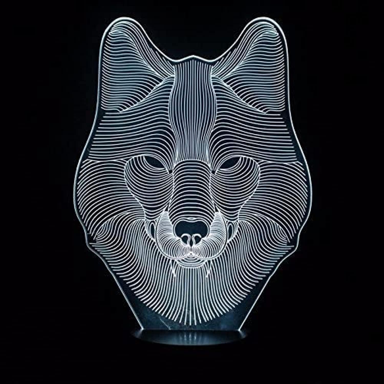 Acrylic Panel 3D Led Lamp Animal Wolf Night Light 7 Colors Changing Kids Room Lamp