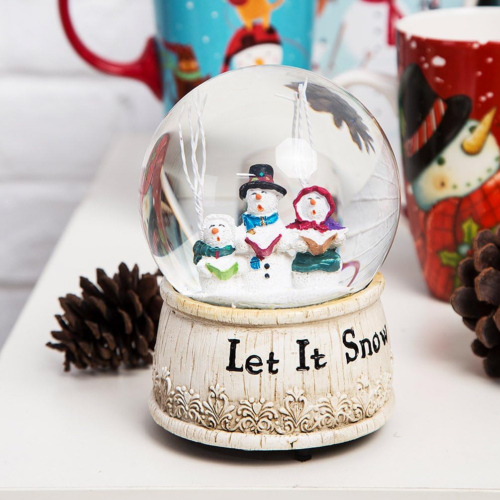Christmas Musical Snow Globe Polystone Water Glass Snow Globe for Holiday, Snowman(Let it Snow) - Image 7