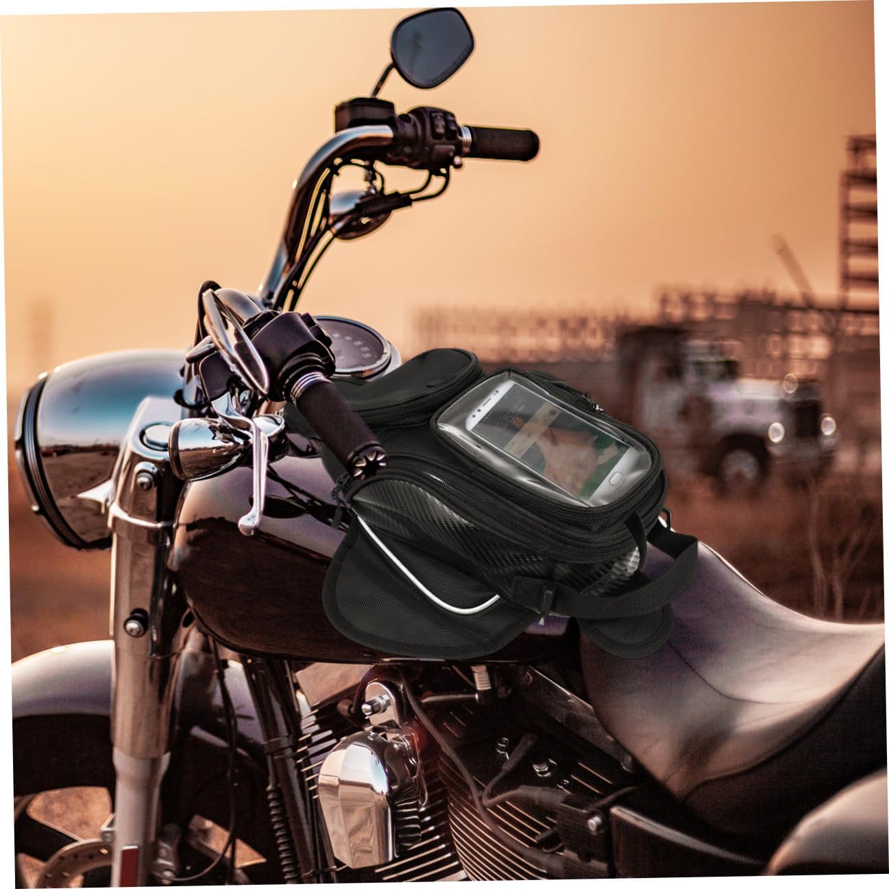 GALPADA Motorcycle Tank Bag with Transparent Phone Pocket Large Capacity Oxford Cloth Motorbike Pouch for Navigation and Essentials Storage Wear-resistant Riding Accessory