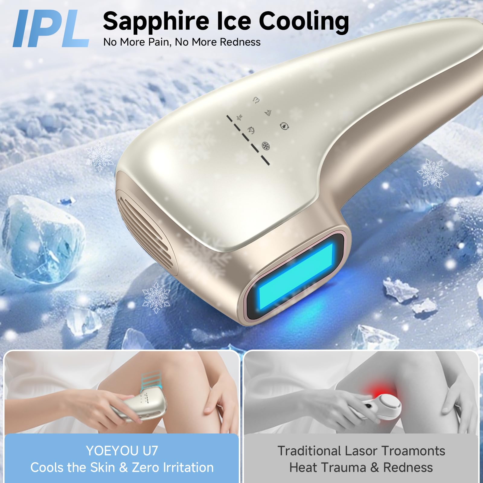 Amazon.com: Painless IPL Laser Hair Removal for Women & Men, 39°F
