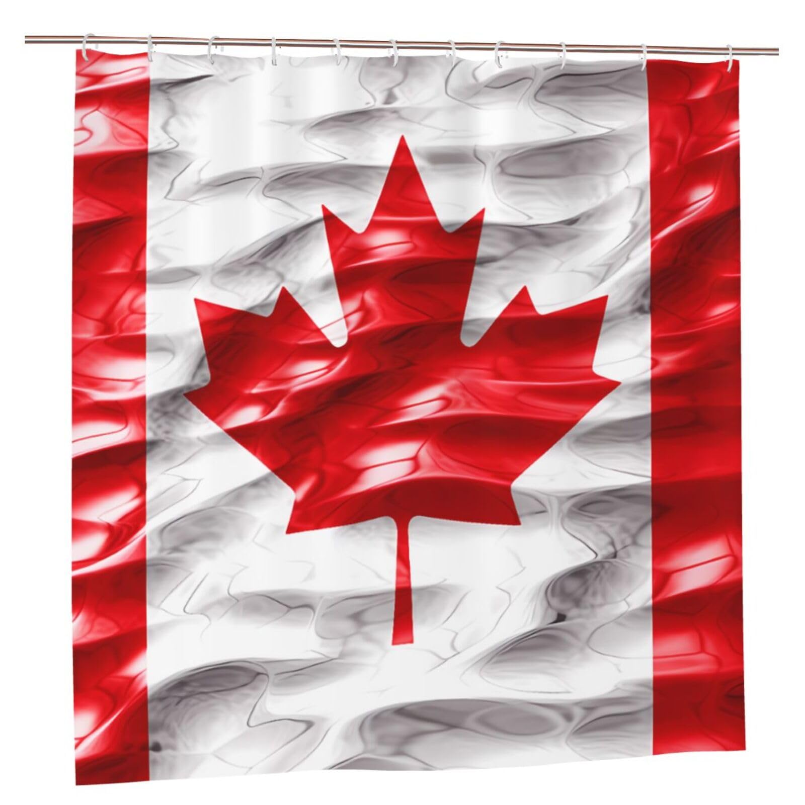 Oudrspo Canada Flag White Unique Designer Artwork Shower Curtain 72x72 Inch - Polyester Bathroom Decor with Metal Grommets