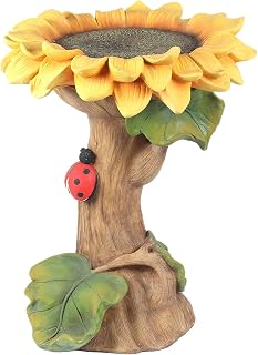 HANGHANG Outdoors Sunflower Bird Bath, Sunflower Pedestal Bird Bath Decoration, Bird Bath for Garden, for Backyard Landscape Realistic Birdbaths Birdfeeder Great Handmade Gifts