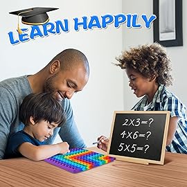 AK-SHIP Multiplication Game Table, 12 X 12 Multiplication Math Board Numbers Addition and Multiplication Table in one, Rainbow Dimple Fingertip Toys, Stress Relieving 1 Piece