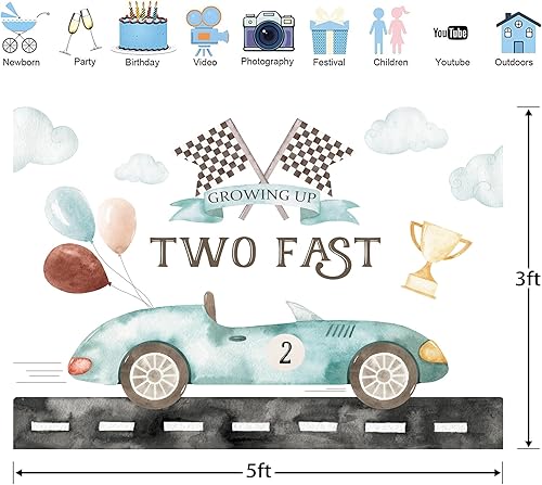 Miniatura 8 de Glawry Need Four Speed - Telón de fondo de cumpleaños para fotografía, 7 pulgadas de ancho x 5 pies de alto, coche de carreras rojo, dibujos