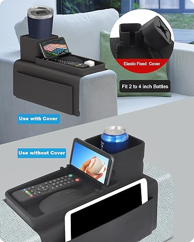 Miniatura 21 de Soporte para taza de sofá de silicona, bandeja antideslizante y antiderrames para reposabrazos, bandeja de silicona resistente a la suciedad para