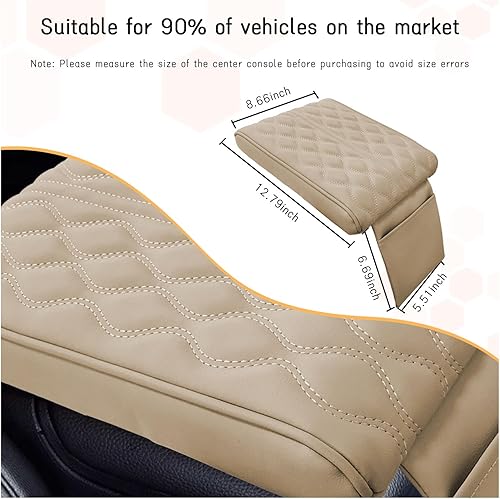 Miniatura 2 de Funda para consola central de automóvil, 12.8 x 8.6 pulgadas, almohadilla de cuero de espuma viscoelástica para reposabrazos de automóvil, almohada