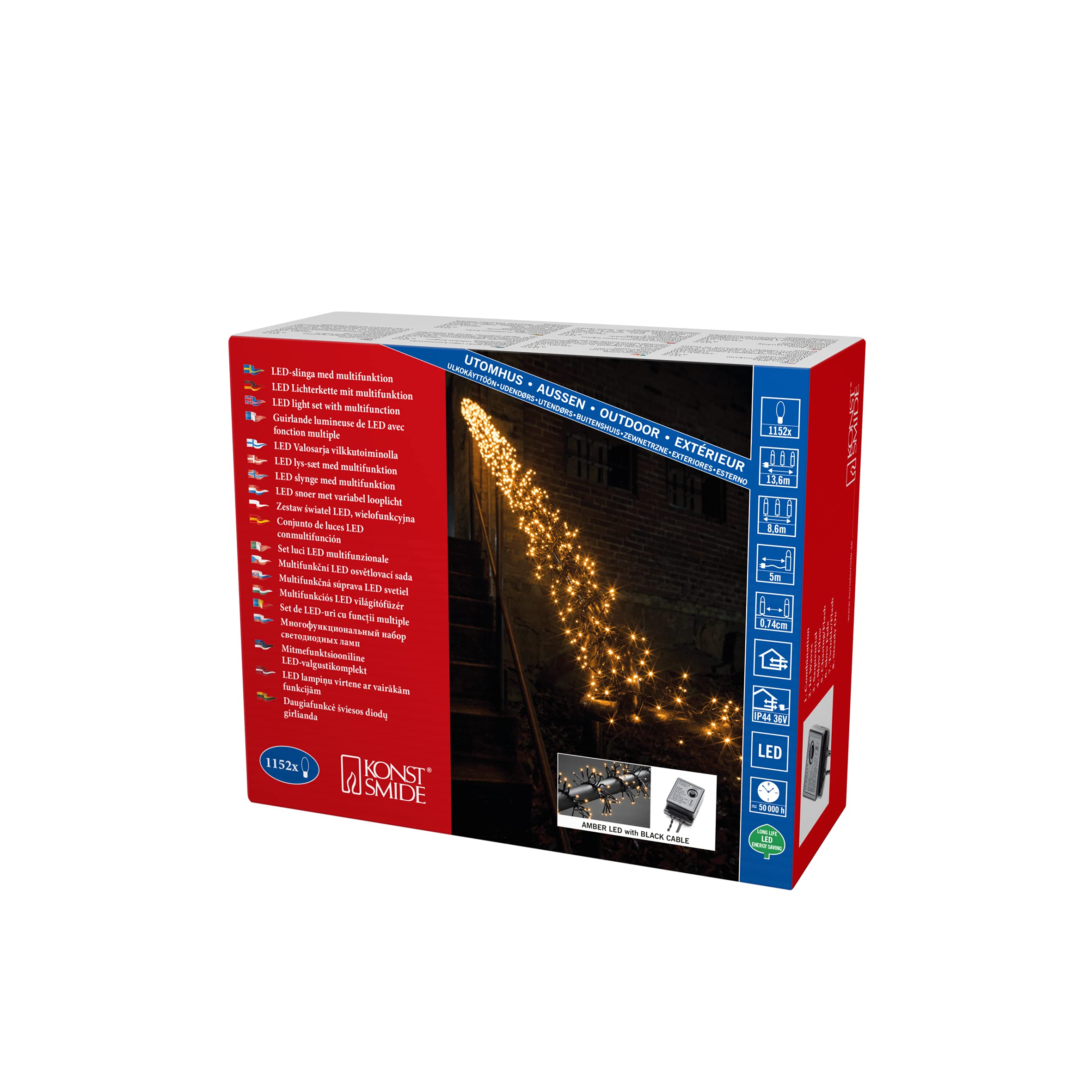 Konstsmide 3864-800 Cluster Guirlande Grappe à Micro LED, Plastique, 13