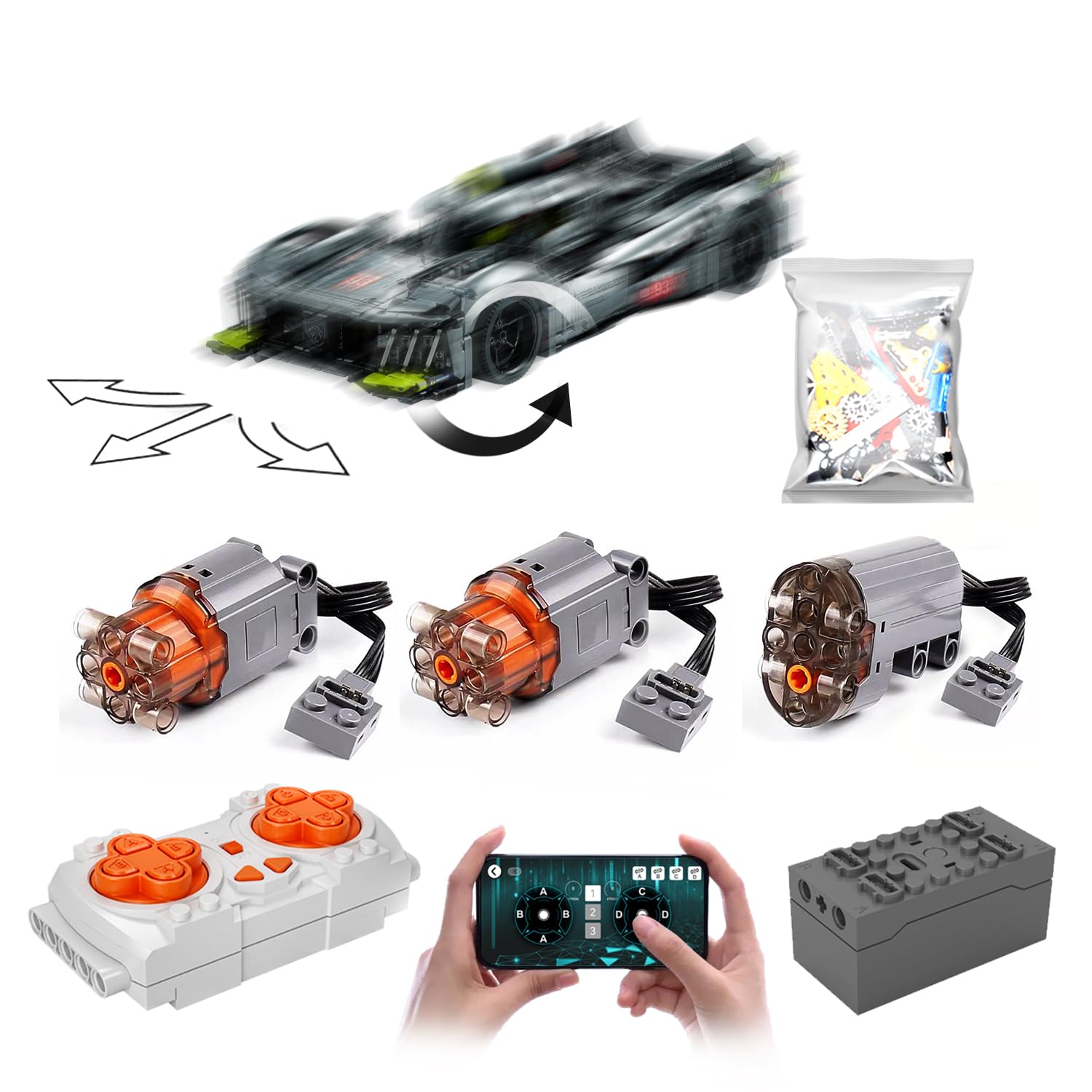 エクサパット XGREPACK Remote Control Motor Kit for LEGO 42156 Peugeot 9X8 24H