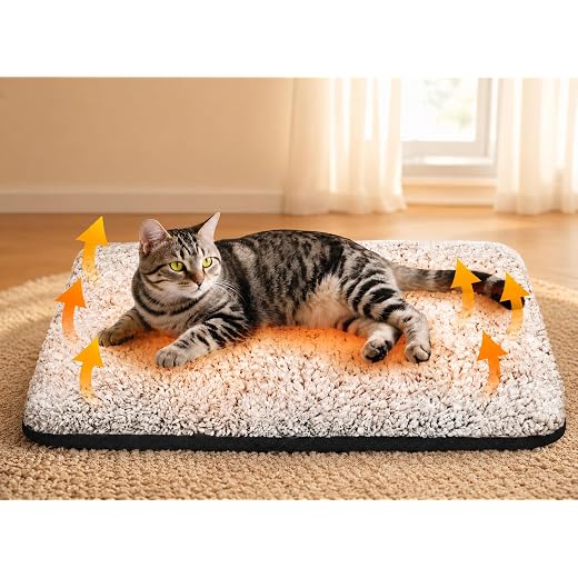 Self Warming Cat Bed, 2.0 Upgraded Thermal Mat for Indoor Cats, 15 x 19 In