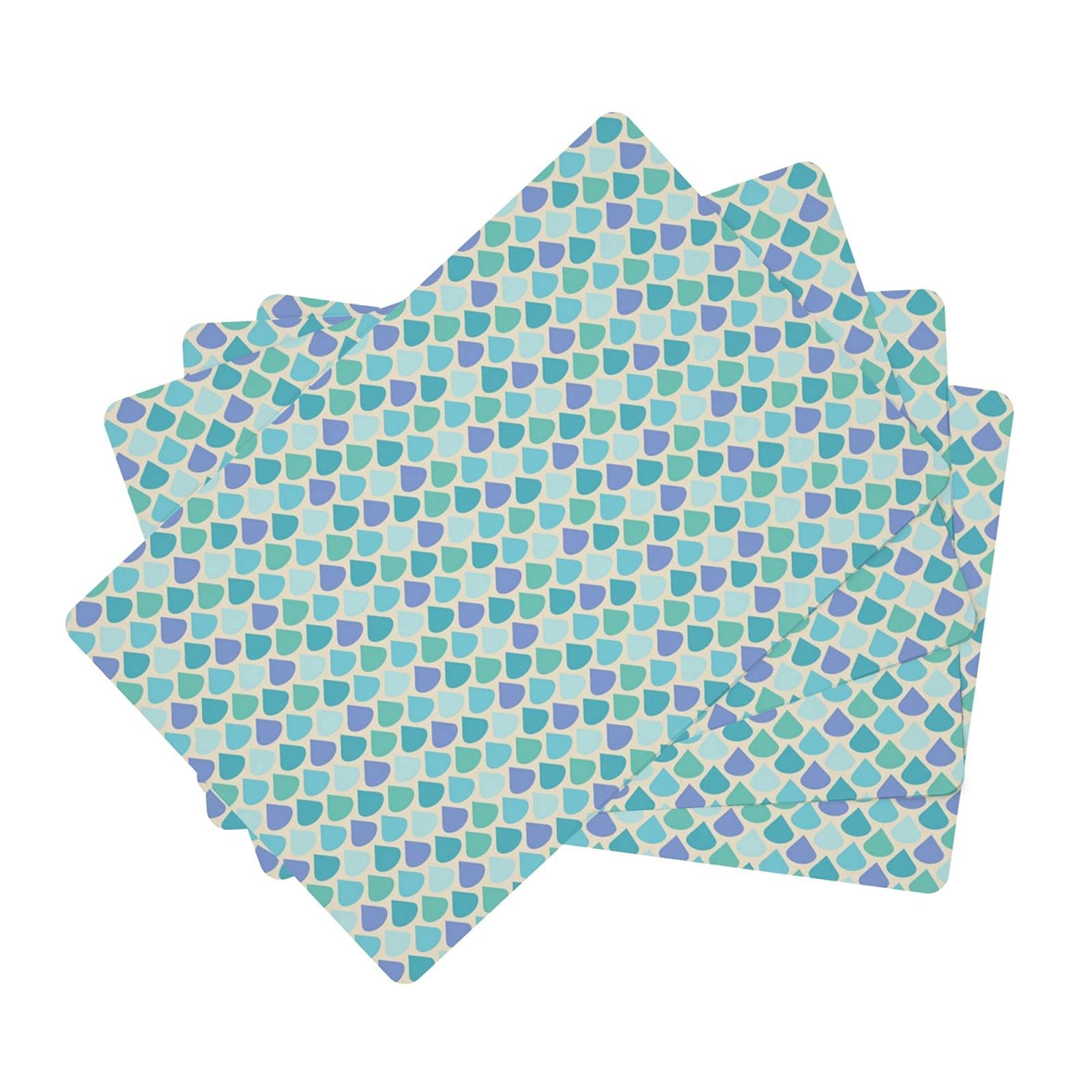 FFLSDR Leather Placemats Colorful Water Droplets Raind Image Natural World In Abstract Manner Set of 4 Heat Resistant Table Mats 30X45CM