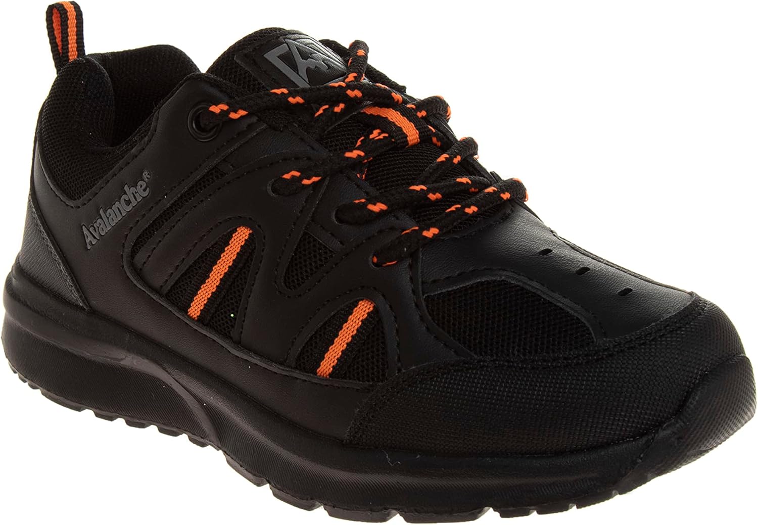 Avalanche Boys Sneakers Mesh Breathable Walking Athletic Sport Shoes, Black Orange, 2 Big Kid