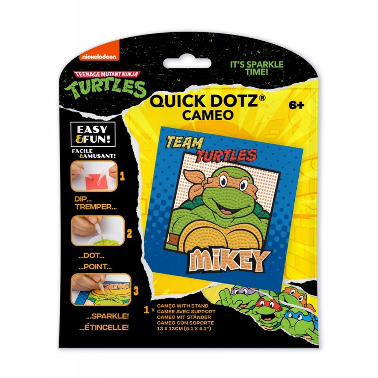DIAMOND DOTZTeenage Mutant Ninja Turtles - Mikey Diamond Painting Kits for Adults - Diamond Art Kits a Relaxing Creative Craft Kit with Dotz Gems 5.1x5.1