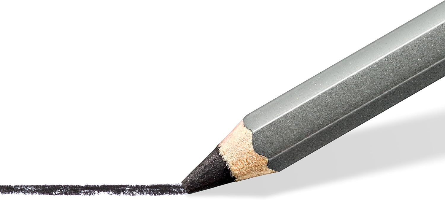 Staedtler Mars Lumograph Charcoal Pencils For Drawing, Pre-Sharpened, Box of 12, Medium Lead, 100C-M