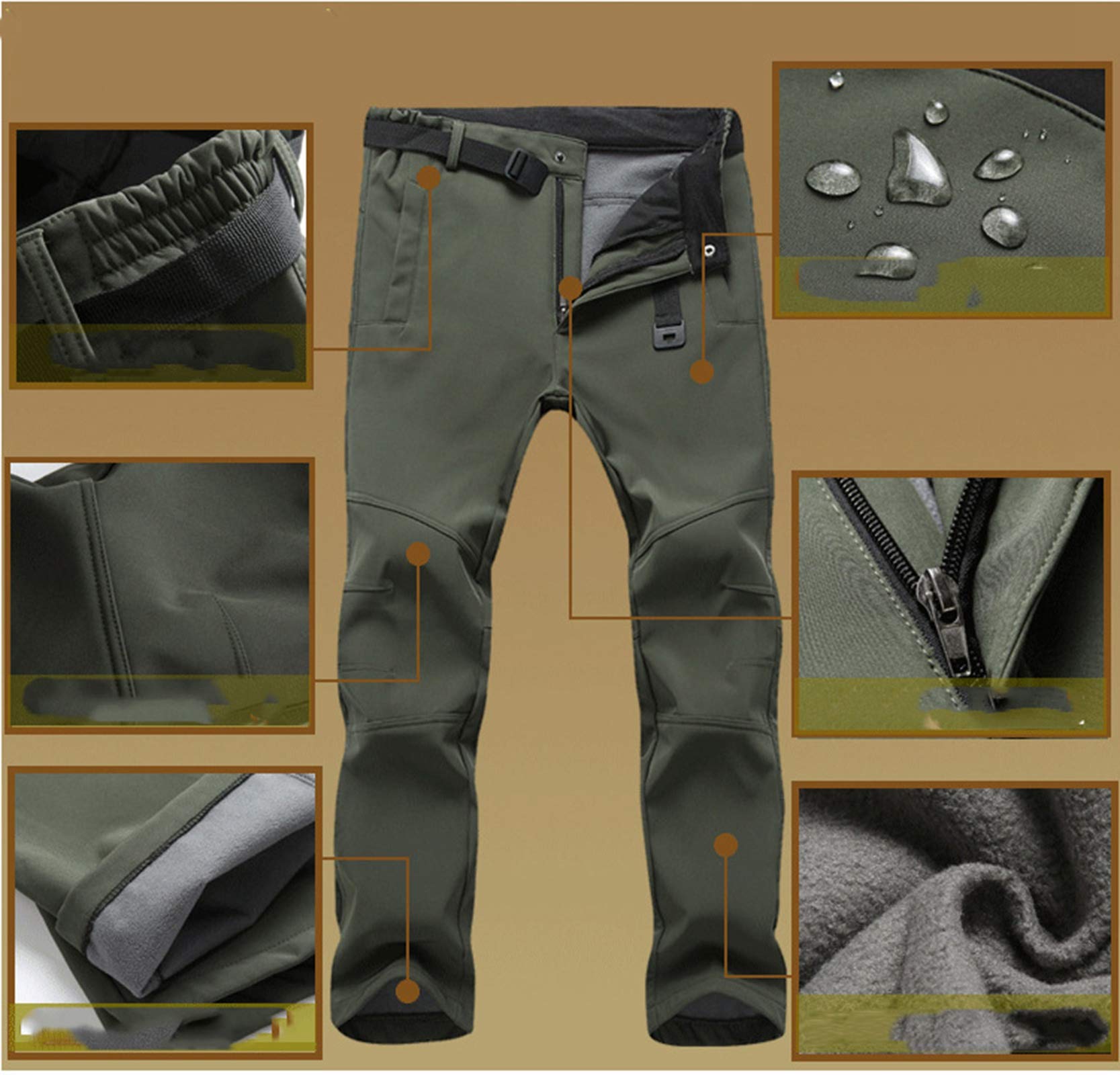 Pantalones de Esquí para Hombres Dawwoti Impermeables y Resistentes al Viento con Bolsillo Cremallera