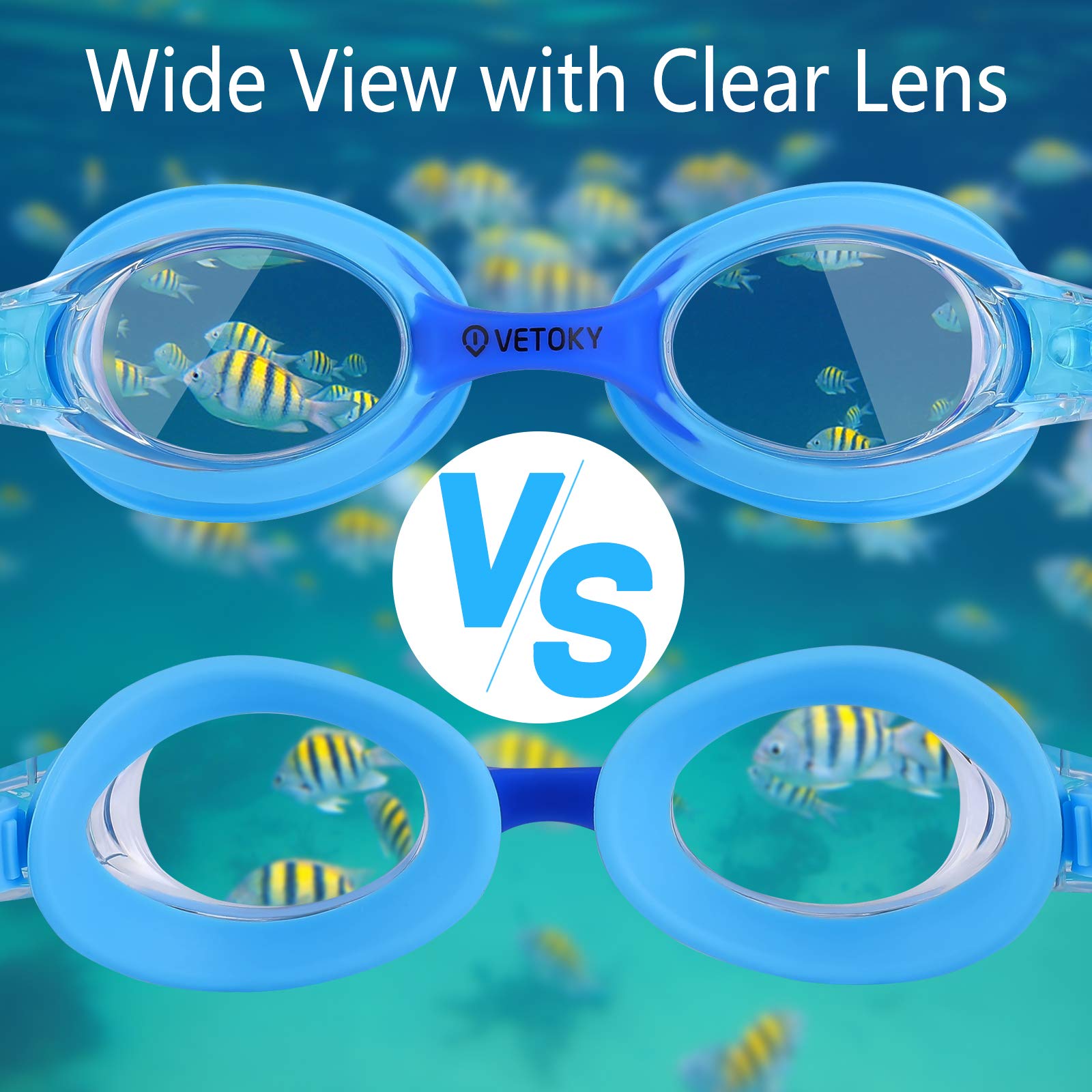 vetoky swim goggles Kids Goggles, Pack of 2 Anti Fog Swimming UV Protection Clear No Leaking for Child and Youth Ages 3-12 Blue+Blue&Purple+Pink Sporting Goods Size:1.5 Handarbeit Fluid curved lenses provide 😎heute war die Firma
